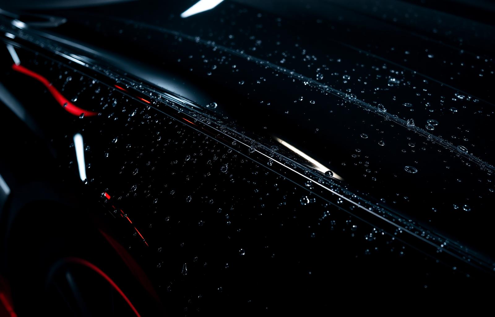 Glossy black car after detailing